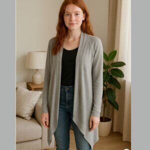 Verve Ami Womens Grey Knit Cardigan with High/Low Waterfall Front Size 2X Fairy